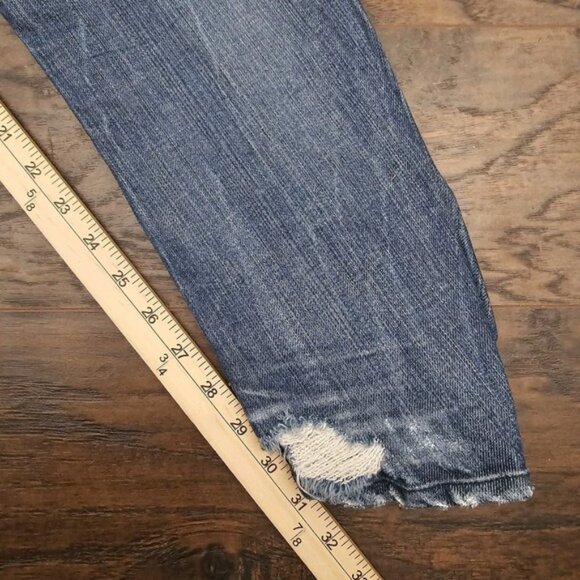 7 For All Mankind Womens 30 Blue Roxanne Ruched Leg Jeans Dostressed Pink Accent - Picture 5 of 8